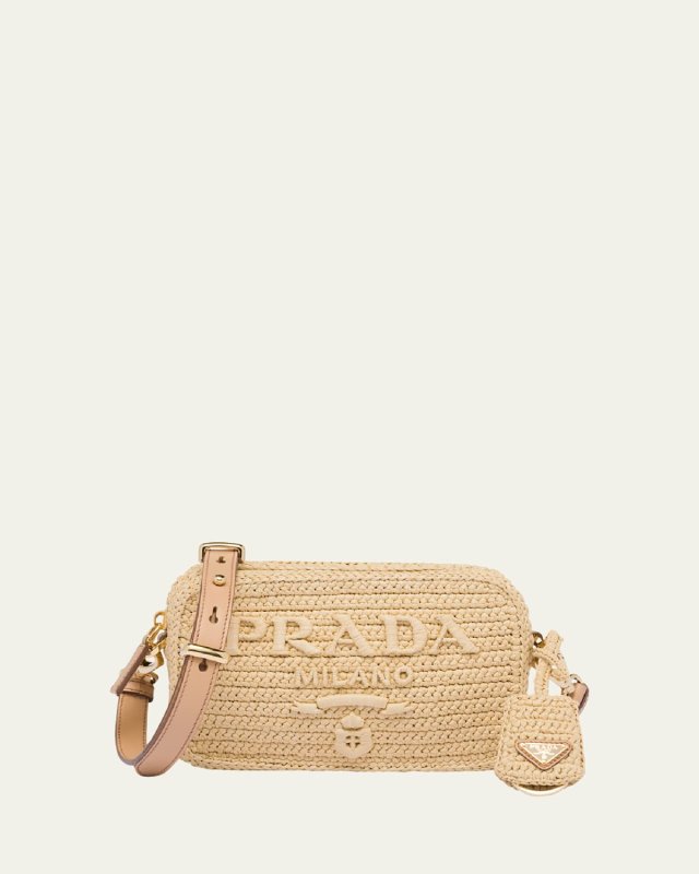 Raffia Camera Crossbody Bag